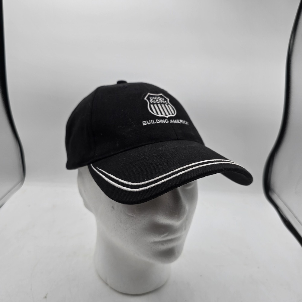 Union Pacific Railroad Baseball Hat Cap Building America Black Train Embroidered